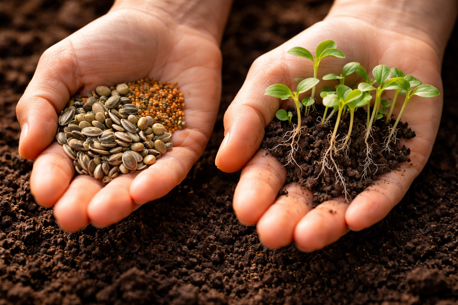 Hands Holding Seeds